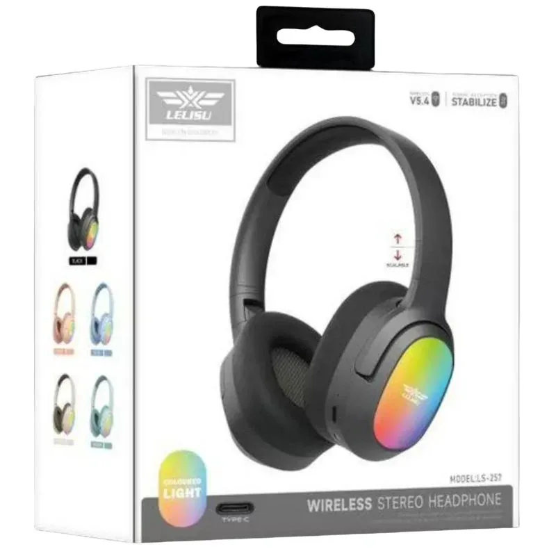 Lelisu LS-257 Wireless Stereo Headphones | Bluetooth 5.4 | Led Lights | Type-C charging