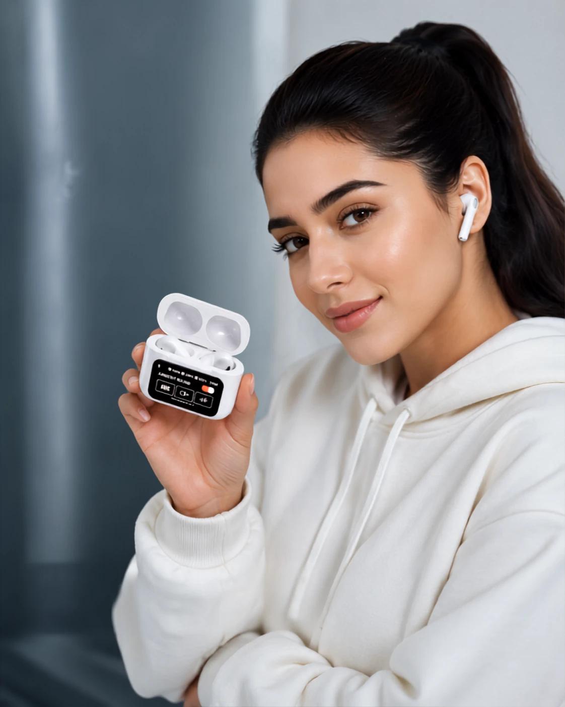 Lifestyle image featuring wireless earbuds